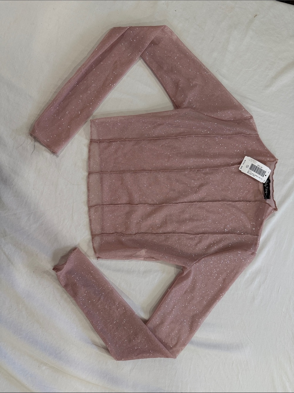 Lovely Day Sparkle Mesh Crop Top in Dusty Rose